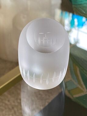 VTG Hadeland Smiling Inuit Eskimo Crystal Glass Paperweight Norway 2”